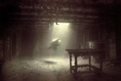 Ghost Diver of the Grove -  shot inside the Spiegel Grove... by Michael Salcito 